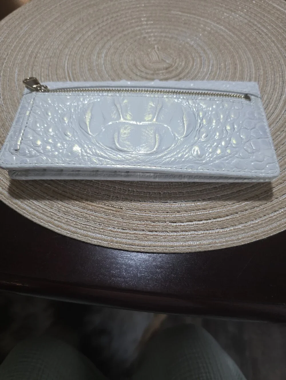 Abrand White Croc-Embossed Backpack